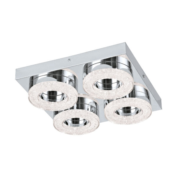 Plafoniera EGLO FRADELO 95664 - LED 4X4W 1600lm 3000K - Cristal - Crom - Transparent
