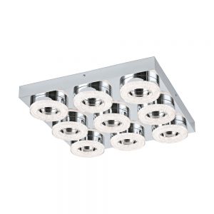 Plafoniera EGLO FRADELO 95665 - LED 9X4W 3600lm 3000K - Cristal - Crom - Transparent