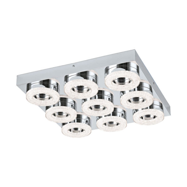 Plafoniera EGLO FRADELO 95665 - LED 9X4W 3600lm 3000K - Cristal - Crom - Transparent