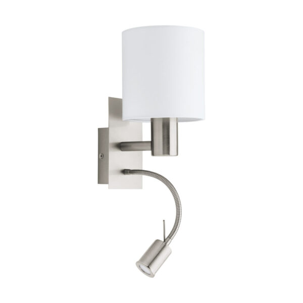 Aplica EGLO PASTERI 96477 - E27;LED 1X40W;1X3.5W 380lm 3000K - Textil - Alb