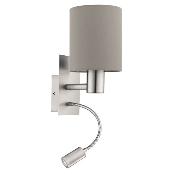 Aplica EGLO PASTERI 96478 - E27;LED 1X40W;1X3.5W 380lm 3000K - Textil - Gri Maroniu