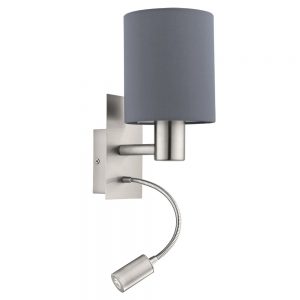 Aplica EGLO PASTERI 96479 - E27;LED 1X40W;1X3.5W 380lm 3000K - Textil - Gri