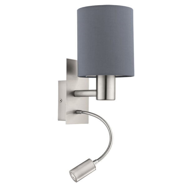 Aplica EGLO PASTERI 96479 - E27;LED 1X40W;1X3.5W 380lm 3000K - Textil - Gri