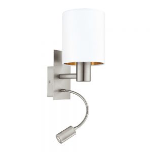 Aplica EGLO PASTERI 96484 - E27;LED 1X40W;1X3.5W 380lm 3000K - Textil - Cupru - Alb