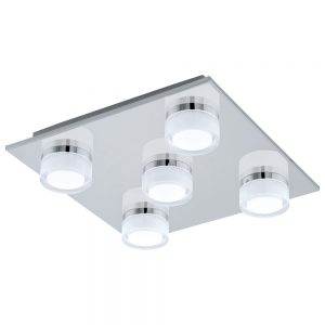 Plafoniera baie EGLO ROMENDO 1 96544 - LED 5X7.2W 2850lm 3000K IP44 - Otel - Satinat - Transparent