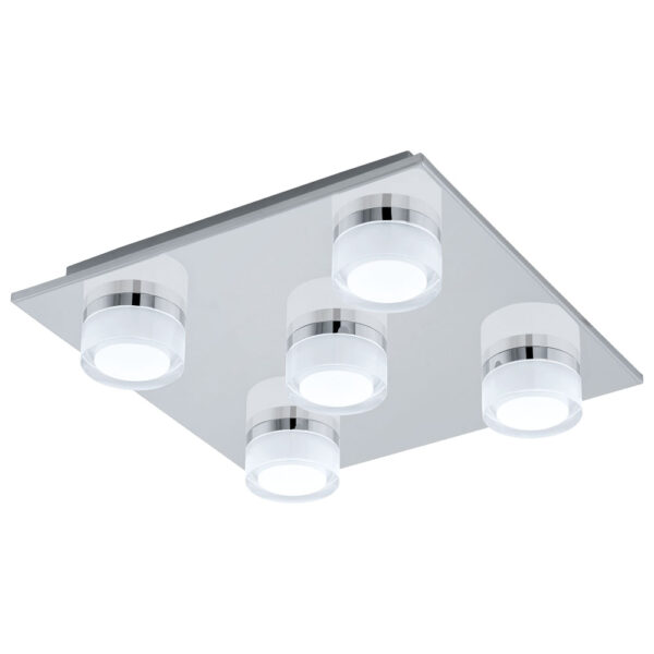 Plafoniera baie EGLO ROMENDO 1 96544 - LED 5X7.2W 2850lm 3000K IP44 - Otel - Satinat - Transparent