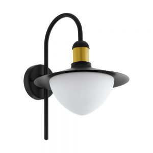 Aplica exterior EGLO SIRMIONE 97285 - E27 1X60W IP44 - Sticla opal mat - Auriu - Negru