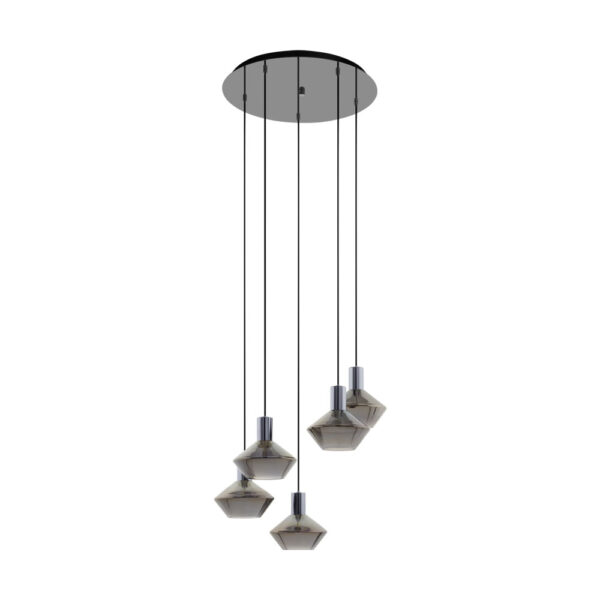 Lustra EGLO PONZANO 97425 - E27 5X60W D590mm - Sticla aburita - Nichel Nero