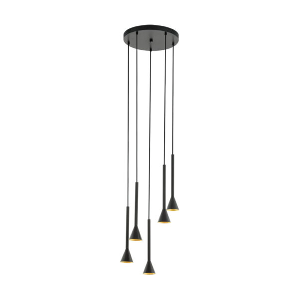 Lustra EGLO CORTADERAS 97606 - GU10 5X5W D350mm - Otel - Auriu - Negru