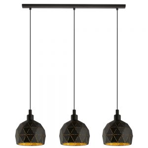 Lustra EGLO ROCCAFORTE 97846 - E14 3X40W - Otel - Auriu - Negru