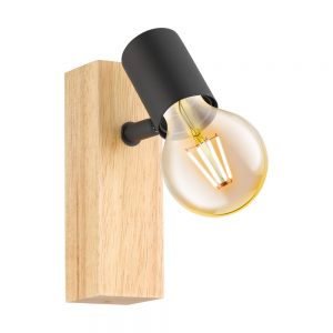 Aplica vintage EGLO TOWNSHEND 3 98111 - E27 1X10W - Lemn - Negru - Maro