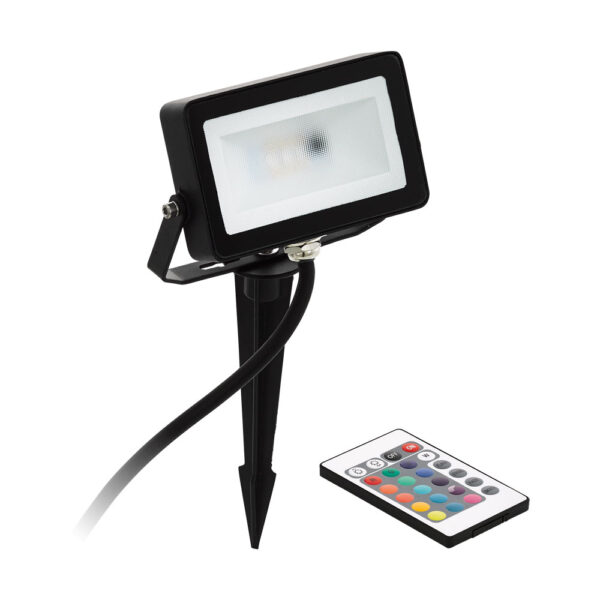 Proiector exterior cu telecomanda EGLO FAEDO 4 98185 - LED RGB+WW 10W 700lm 3000K IP44 - Negru