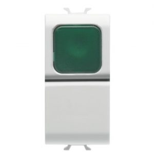 Gewiss Chorus Buton Cu Revenire, 1M 1P No 16A Green Lamp, Alb GW10142