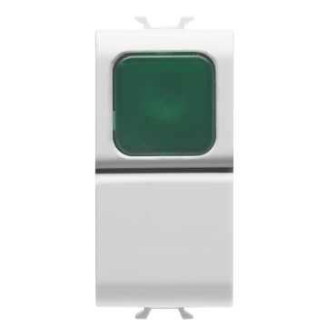 Gewiss Chorus Buton Cu Revenire, 1M 1P No 16A Green Lamp, Alb GW10142