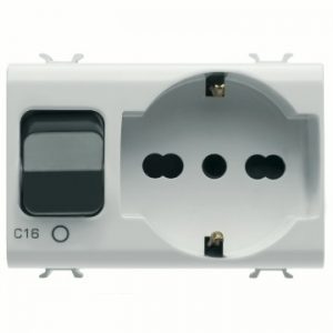 Gewiss Chorus In.Lock P40 S.Outlet+ Siguranta Automata 1P+N 16A-3M W. GW10312