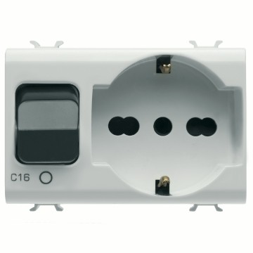 Gewiss Chorus In.Lock P40 S.Outlet+ Siguranta Automata 1P+N 16A-3M W. GW10312