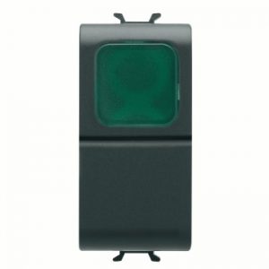 Gewiss Chorus Buton Cu Revenire 1M 1P No 16A Green Lamp, Black GW12142