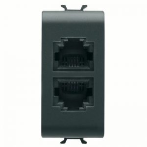 Gewiss Chorus Priza Telefon Rj11 Dublu 1M Black GW12403