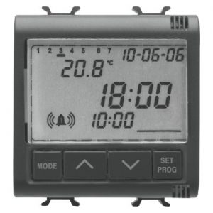 Gewiss Chorus Clock-Alarm-Thermometer 2M Black GW12708