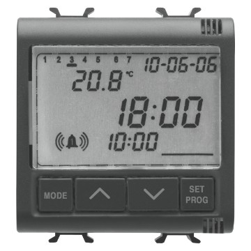 Gewiss Chorus Clock-Alarm-Thermometer 2M Black GW12708