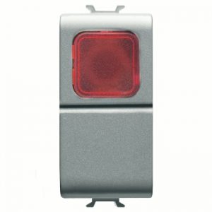 Gewiss Chorus Buton Cu Revenire 1M 1P No 16A Rosu Lamp, Titanium GW14143