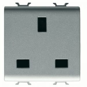 Gewiss Chorus Priza 2M 2P+E 13A Uk Standard Titanium GW14296