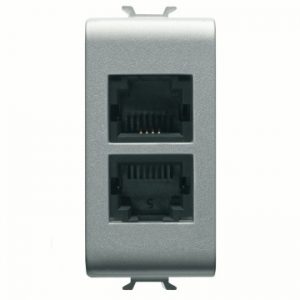 Gewiss Chorus Priza Telefon. Rj11 Dublu 1M Titanium GW14403