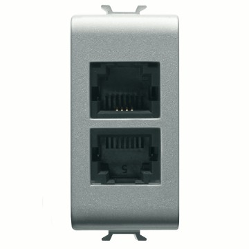 Gewiss Chorus Priza Telefon. Rj11 Dublu 1M Titanium GW14403