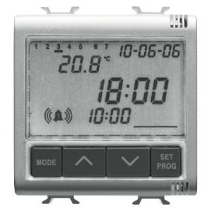 Gewiss Chorus Clock-Alarm-Thermometer, 2M Titanium GW14708