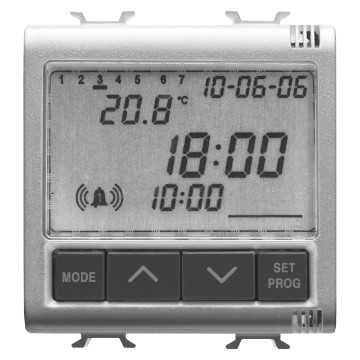 Gewiss Chorus Clock-Alarm-Thermometer, 2M Titanium GW14708