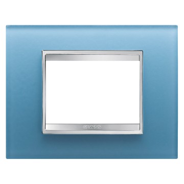Gewiss Chorus Rama Lux 3-Module Aquamarine Glass GW16203CA