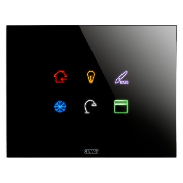 Gewiss Chorus Ice Touch Knx Rama With Int. Symbols Bk GW16946CN