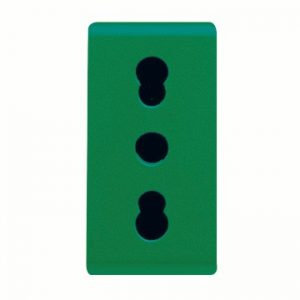 Gewiss System 2P+E 16A Dual Amp Green Priza-Outlet GW20281