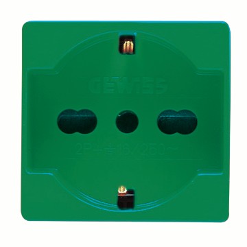 Gewiss System 2P+E 16A D.Amp Ita/Ger St.Green Sock. GW20282