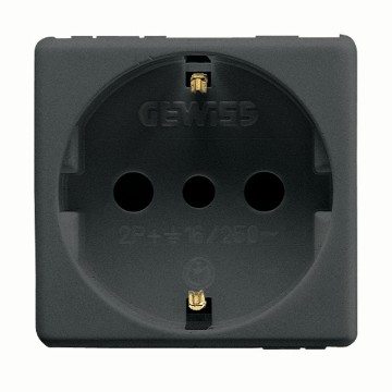 Gewiss System 16A 2P+E Italian/German S.-Outlet Sy/Bk GW21205