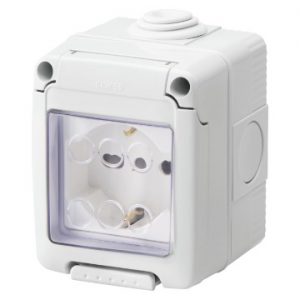 Doza Aparataj aparenta 2P+E 16A D.Amp Ita/Ger Std Priza Ip55 GW27842