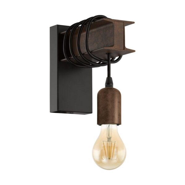 Aplica vintage EGLO TOWNSHEND 4 43152 - E27 1X10W - Otel - Maro - Negru