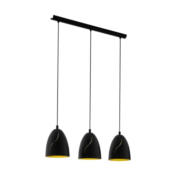 Lustra vintage EGLO HUNNINGHAM 43006 - E27 3X60W - Otel - Auriu - Negru