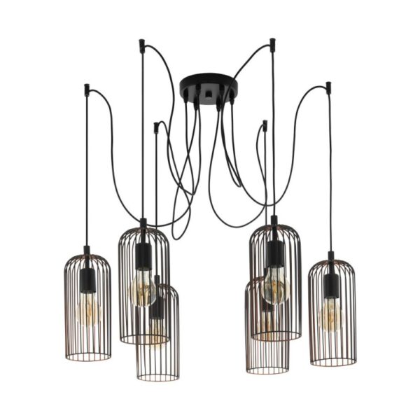 Lustra vintage EGLO ROCCAMENA 49643 - E27 6X60W - Otel - Cupru - Negru