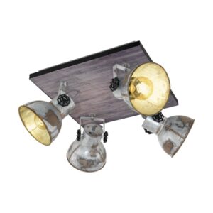 Plafoniera vintage EGLO BARNSTAPLE 49653 - E27 4X40W - Lemn - Zinc Antichizat