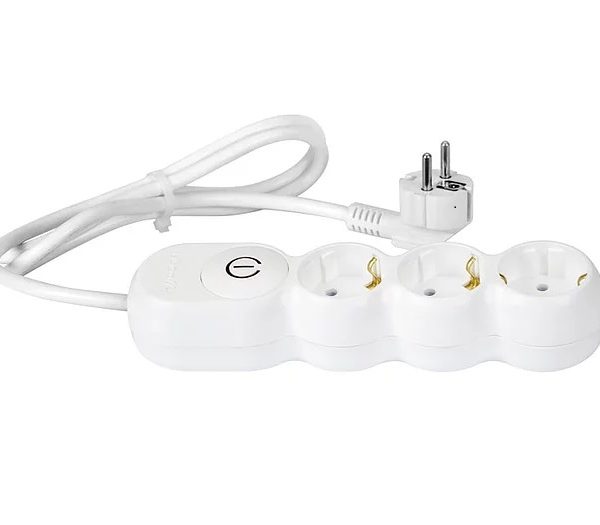 Prelungitor 3 prize cu intrerupator 1,5 m alb AL3115A11