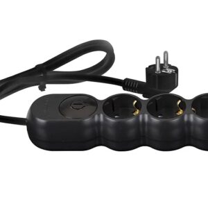 Prelungitor 3 prize cu intrerupator 1,5 m negru NE3115N11