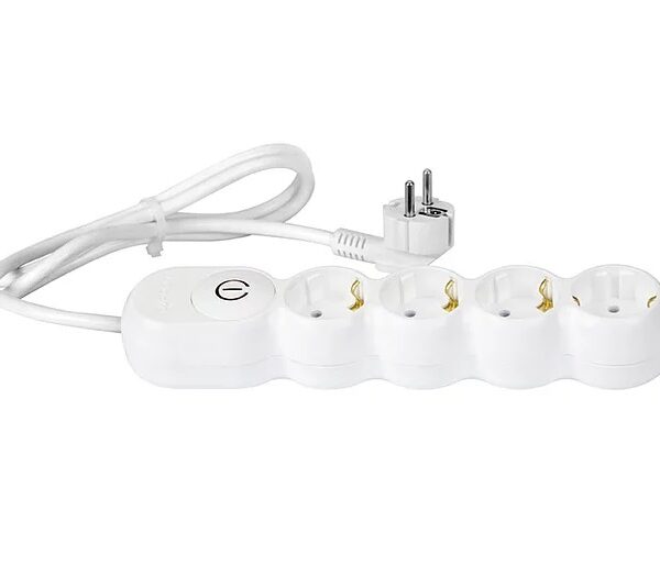 Prelungitor 4 prize cu intrerupator 1,5 m alb AL4115A11