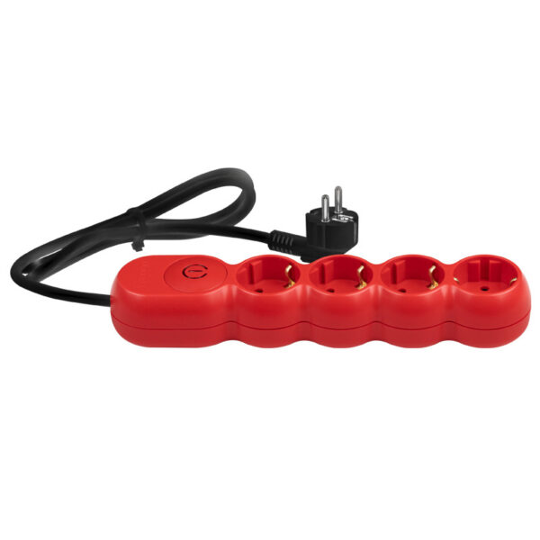 Prelungitor 4 prize cu intrerupator 1,5 m rosu RS4115N11