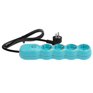 Prelungitor 4 prize cu intrerupator 2 m turcoaz  TC4115N02