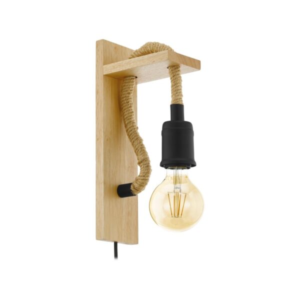 Aplica vintage EGLO RAMPSIDE 43197 - E27 1X28W - Lemn - Maro - Negru