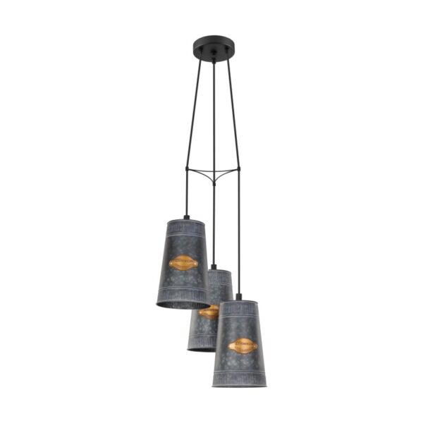 Lustra vintage EGLO HONEYBOURNE 43108 - E27 3X60W D340mm - Otel - Auriu Antichizat - Galvanizat