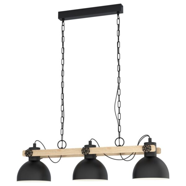 Lustra vintage EGLO LUBENHAM 43163 - E27 3X28W - Lemn - Maro - Negru