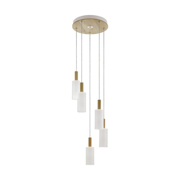 Lustra vintage EGLO OAKHAM 49689 - E27 5X40W D370mm - Lemn - Alb - Maro