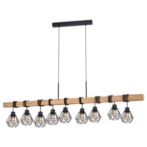 Lustra vintage EGLO TOWNSHEND 5 43134 - E27 9X60W - Lemn - Maro - Negru